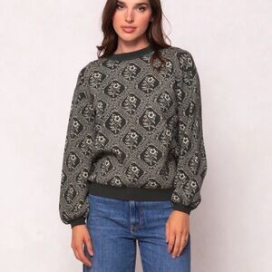 Like-New Ivy City Co Vivienne Sweater in Emerald Lattice Bloom